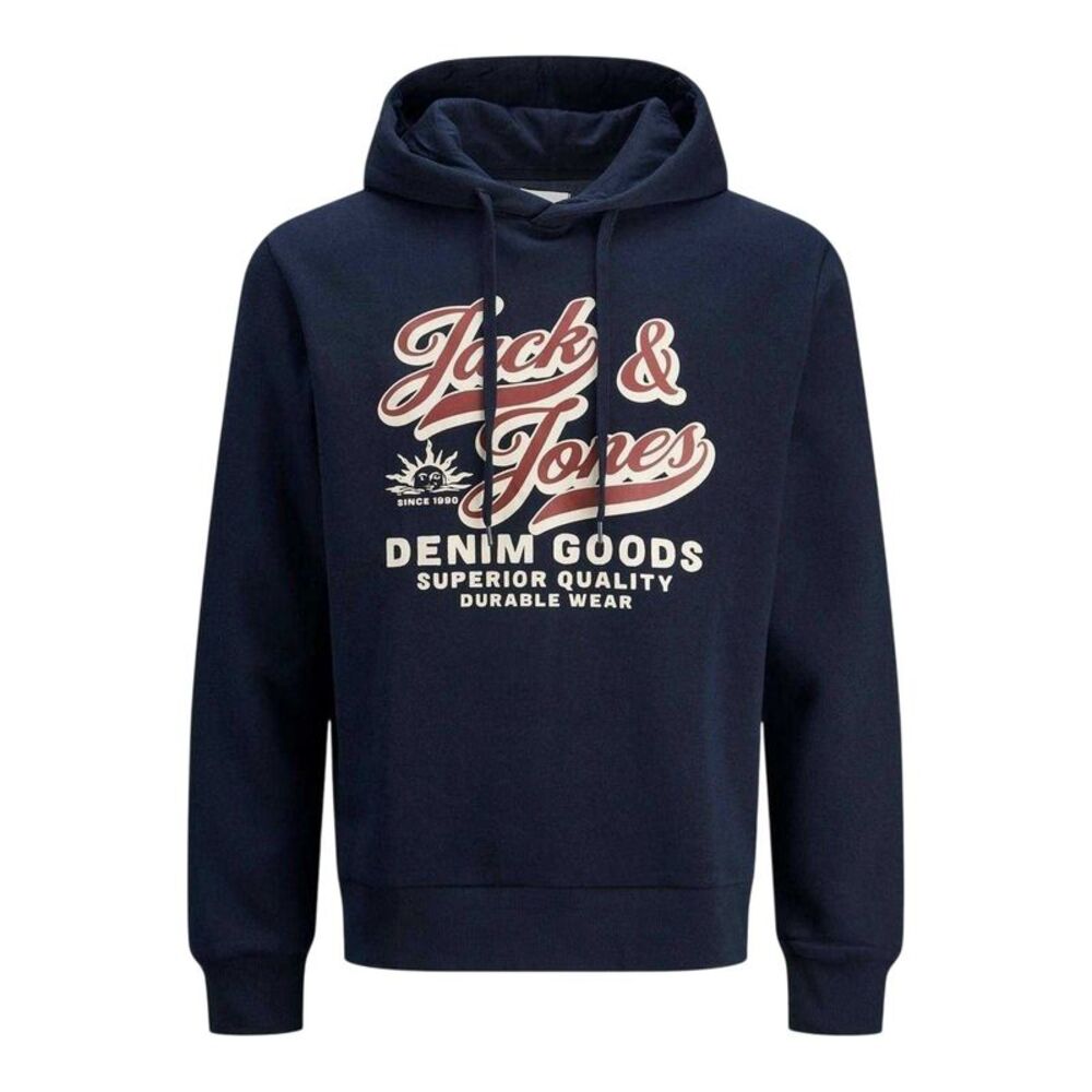 Jack And Jones Mens Lettering Logo Long-Sleeved Hoodie / Sky Captain